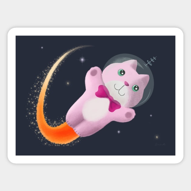 Captain Space Kitty Sticker by LittleBunnySunshine